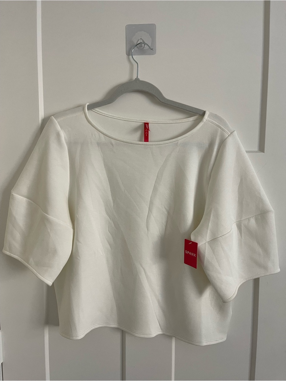 SPANX White Boxy Short Sleeve Crew Top